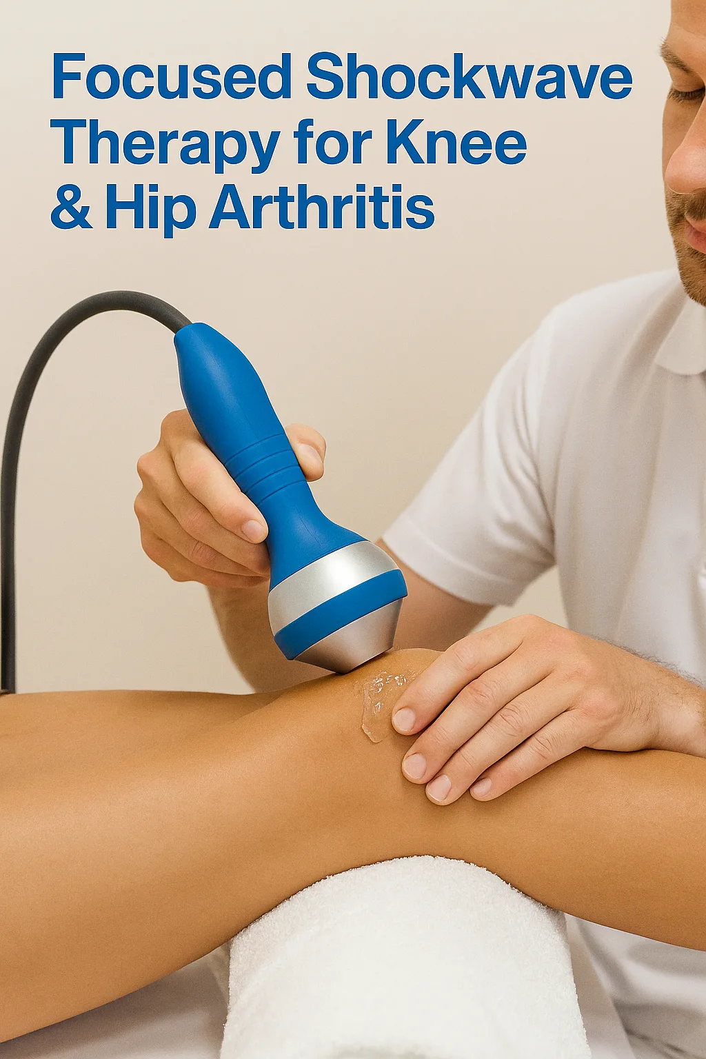 Focused shockwave therapy for hip or knee arthritis